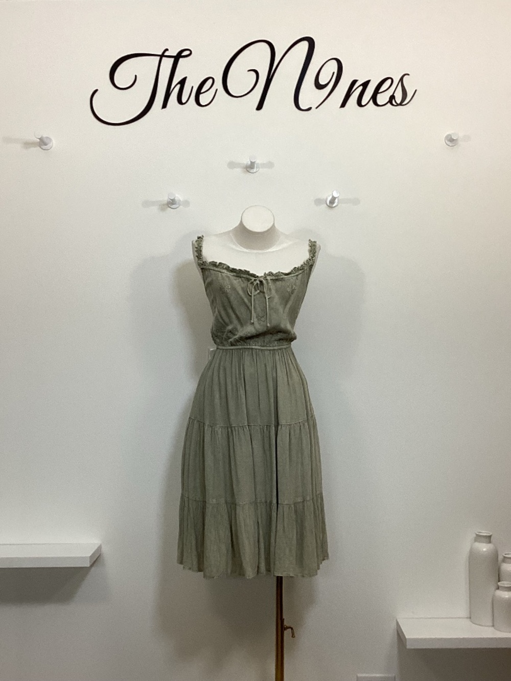 Young Threads Sage Green Summer Dress Large NWT
